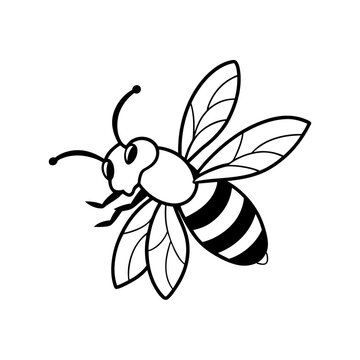 black and white bee flying clip art preview