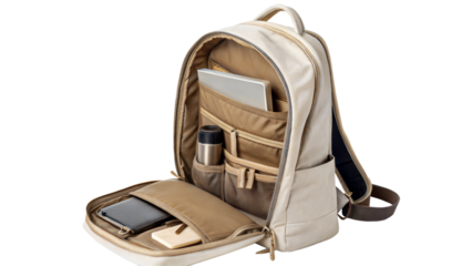 Brown open backpack for travel person,bag for travel 