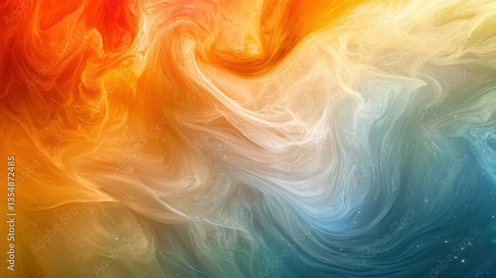 Poster swirling, ethereal clouds of color resembling a nebula, with soft gradients and hints of starlight p