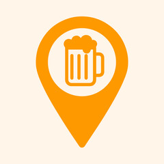 Bar Location Pin Icon, Pub Map Marker, Drink Venue Symbol