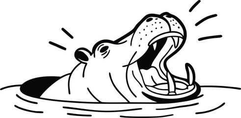 black and white illustration of a horse