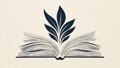 Open Book for Growing Leaves, Knowledge, Growth.