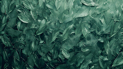 Abstract teal green leaf pattern