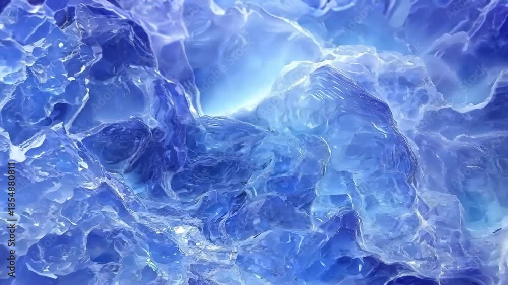 Poster a close-up view of shimmering blue sodalite crystals, showcasing intricate textures and reflections.
