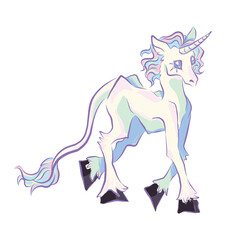 fabulous magical unicorn. mesmerizing. hand-drawn stylized illustration. charming print. for the design of paper products. 