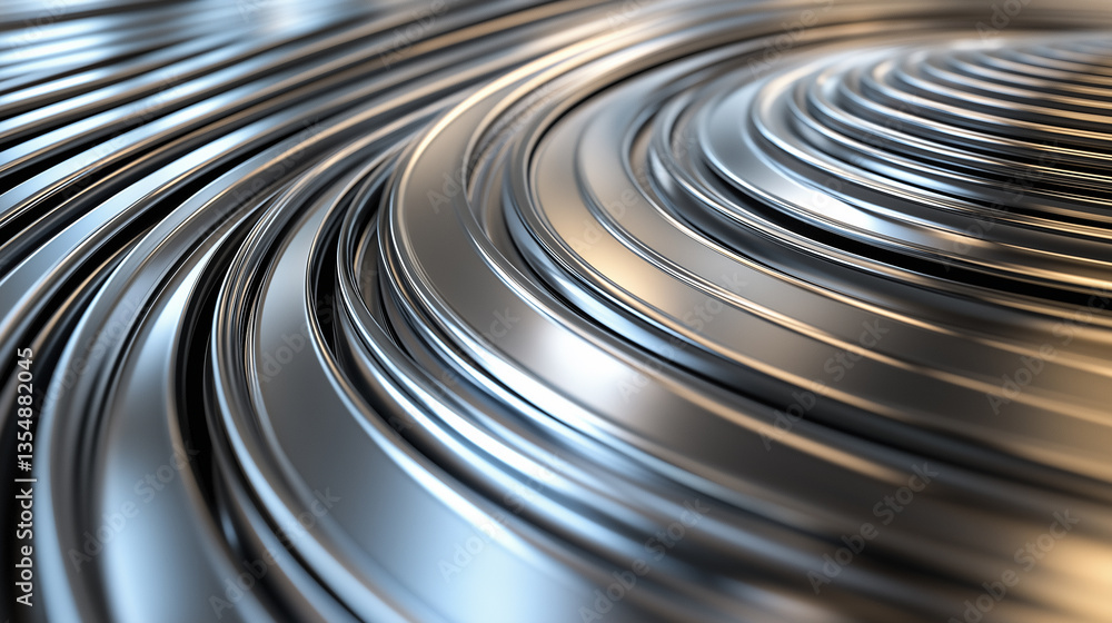 Poster abstract surface with shiny, wavy metallic lines creating a dynamic pattern.
