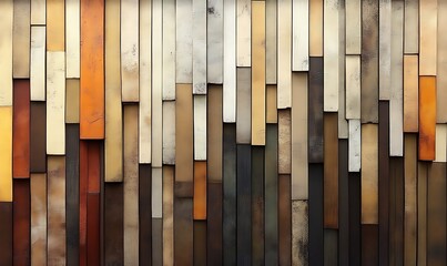 Abstract textured background of vertical multicolored wood planks.