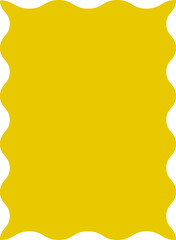 Wavy Yellow Scalloped Frame. Rectangular Badge, Stamp or Sticker.