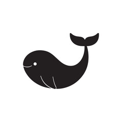 whale fish icon, vector silhouette