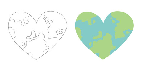Heart-shaped earth design symbolizing global love, planet care, sustainability, and climate awareness. Perfect for eco campaigns and environmental education.