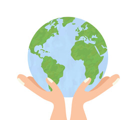 地球を持つ手のイラスト

