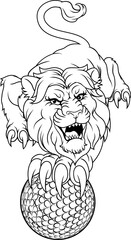 Lion Golf Animal Sports Team Mascot