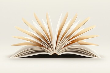 Fototapeta premium Open Book for Pages Fanning, White Background.