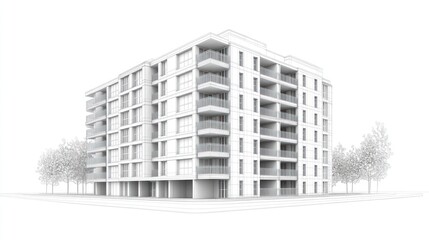Architectural rendering of a multi-story building