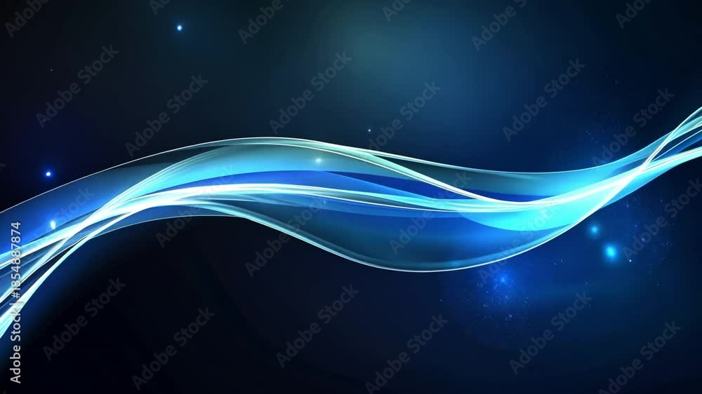 Poster abstract blue wave: dynamic and flowing, a vivid blue wave of light streaks across a dark, textured 