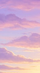 Fototapeta premium Beautiful pastel sunset sky with soft clouds in shades of pink, purple, and orange, creating a serene and dreamy atmosphere, perfect for backgrounds and artistic inspiration.