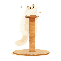 Obraz premium Cat scratching post in vector and illustration with cat