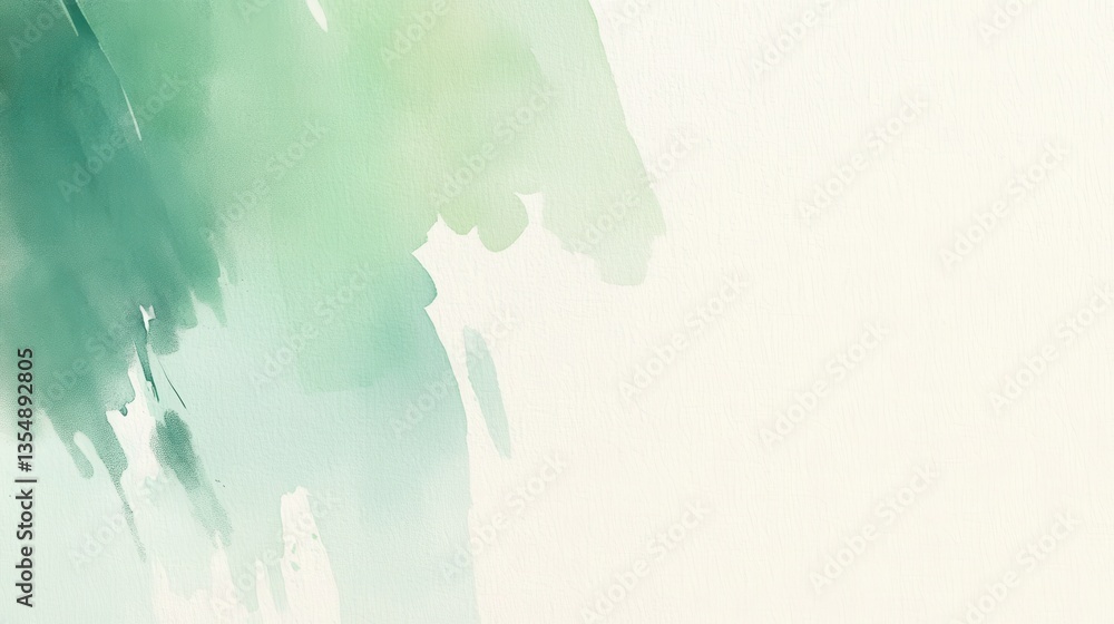 Aufkleber watercolor strokes blending soft green and turquoise, creating tranquil artistic surface with gentle