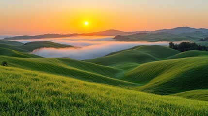 Obraz premium Sunrise over rolling hills