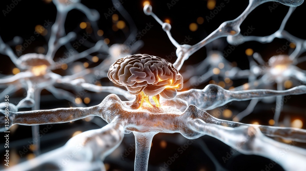 Poster a brain is shown in a close up with a light shining on it