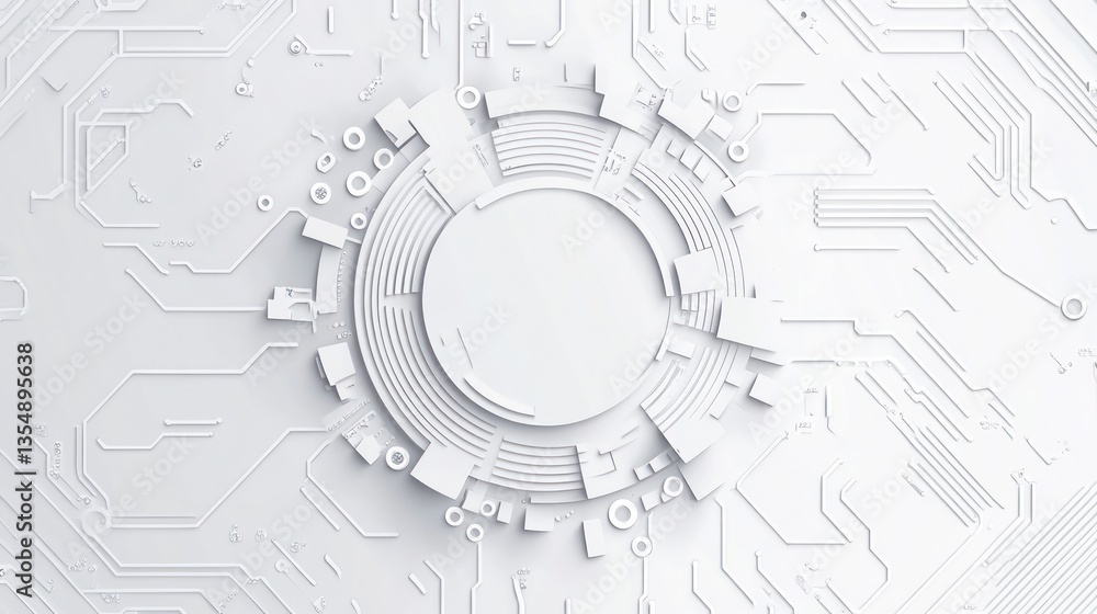 Poster abstract circuit board pattern with central circle