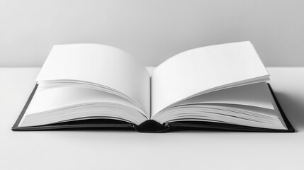 Stylish notebook with a smooth cover lying open, inviting creativity against a plain white backdrop.