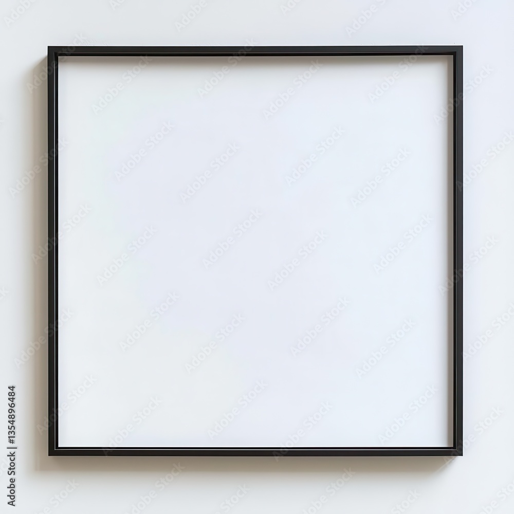 Poster minimalist black frame displaying a blank piece of white paper, ready for art or writing, with sharp