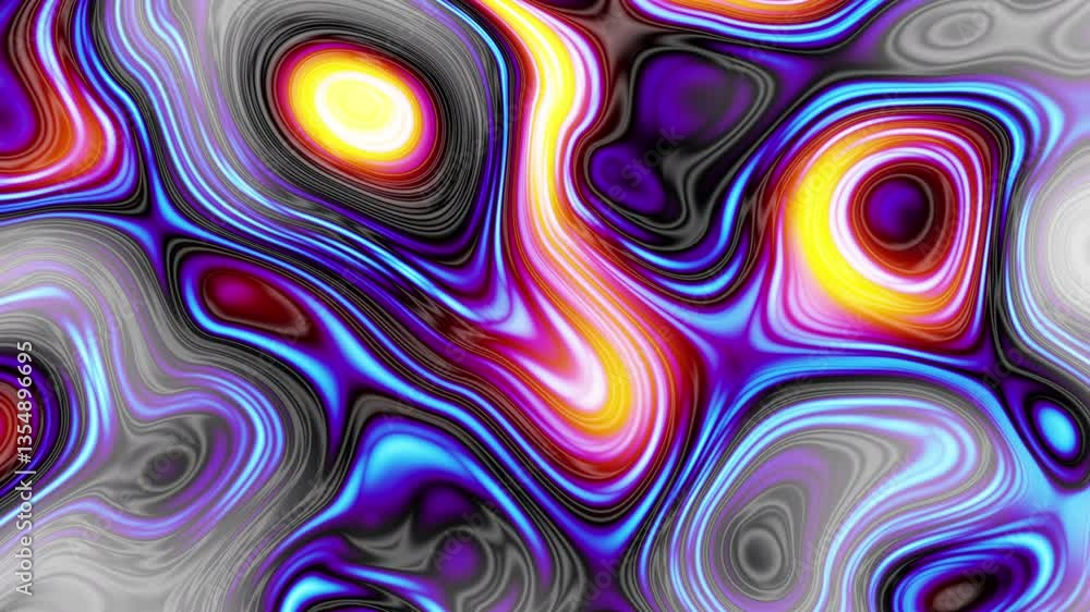 Aufkleber Multicolored morphing liquid paint abstract loop glance background