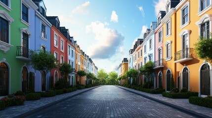 Fototapeta premium Colorful Urban Residential Street