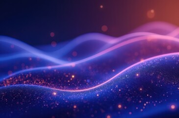 Fototapeta premium Abstract Purple and Blue Energy Waves with Glowing Particles