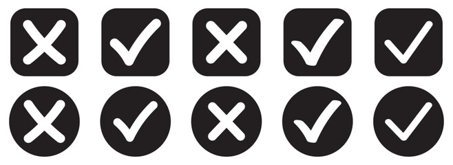 checkmark and X mark icon. cross mark icons. tick and cross symbol. Check mark icon button set. Check box icon with right and wrong buttons and yes or no. tick icon and cross icon set.