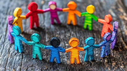 Colorful Unity Circle on Rustic Wood.