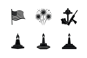 memorial day american national celebration icons