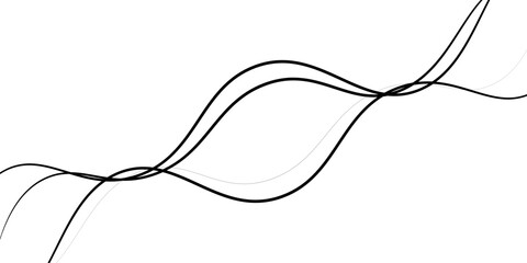 Thin wavy line abstract background. Abstract black lines wave curve motion on white background. Vector Illustration.