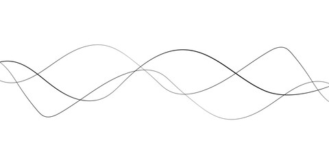 Thin wavy line abstract background. Abstract black lines wave curve motion on white background. Vector Illustration.