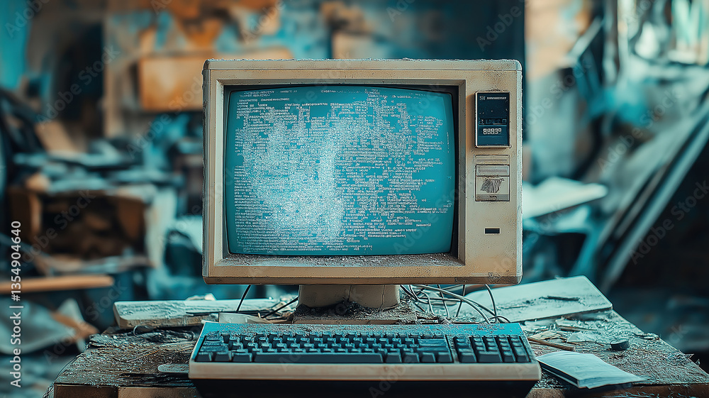 Aufkleber unreadable software text on a monitor and a wired mouse showcasing kyiv tech innovations