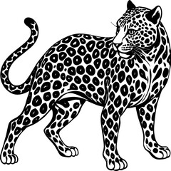 Fototapeta premium Stealthy Leopard Silhouette with Sleek Spotted Pattern