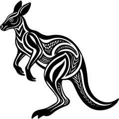 Playful Kangaroo Silhouette with Dynamic Leaping Pose