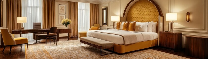 Fototapeta premium A luxurious and elegant bedroom with fine furniture and decor