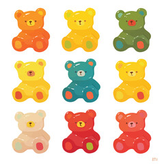 Vector design and illustration of Gummies Bears