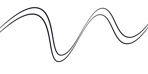 Thin wavy line abstract background. Abstract black lines wave curve motion on white background. Vector Illustration.