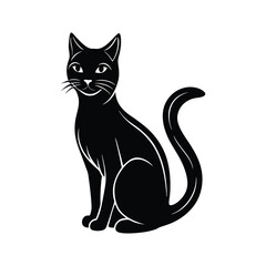 black cat silhouette on white background