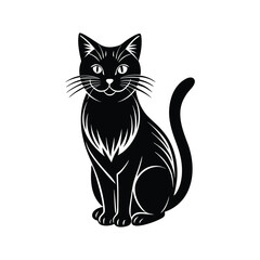 Obraz premium black cat silhouette on white background
