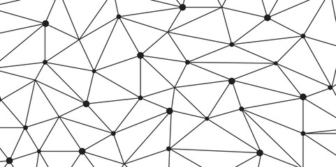 Abstract geometric background with connecting dots and lines with low poly triangle shapes. Polygonal Mesh Background Vector design digital technology concept Global network connection data structure.