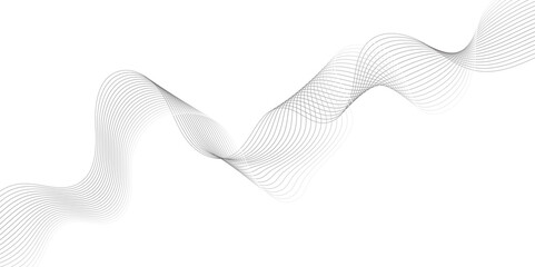 Fototapeta premium Abstract grey, white smooth element swoosh speed wave modern stream background. Wave with lines created using blend tool. Abstract frequency sound wave lines and twisted curve lines background. 