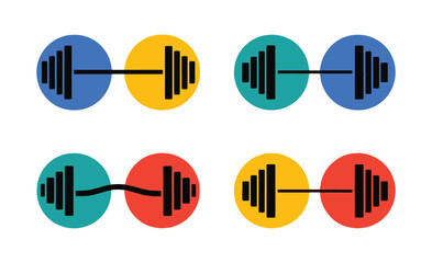 Set of colorful dumbbell vector illustration on white background