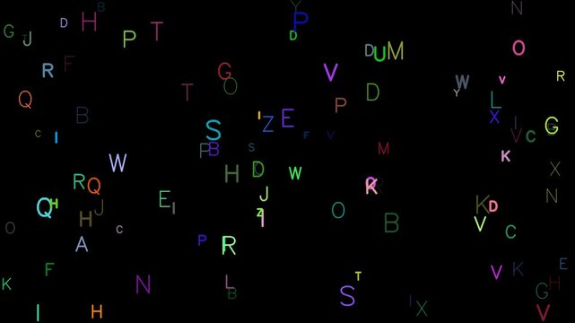 Many letters of the alphabet appearing and disappearing on the screen