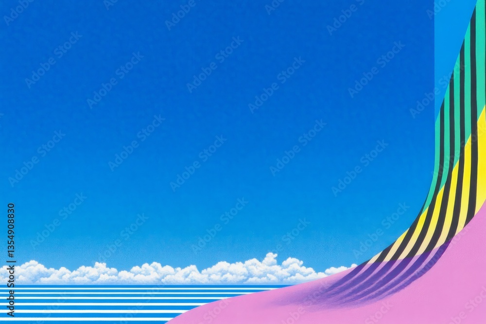 Poster colorful abstract background with smooth curves and bright blue sky creating a tranquil scene