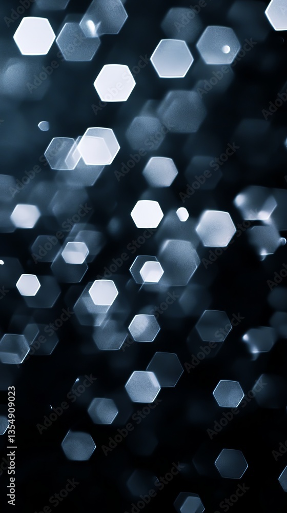 Poster abstract hexagonal patterns create a mesmerizing backdrop with shimmering light reflections in dark 