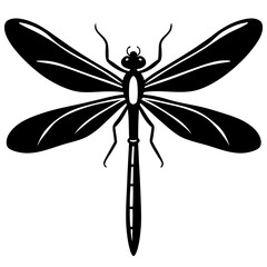 damselfly black silhouette vector, Simple silhouette Design vector icon with white background.